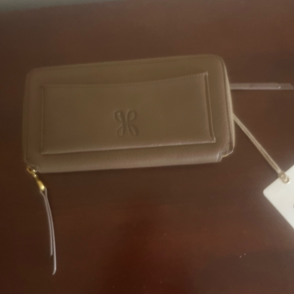 HOBO “Hart” Wallet Tan Long Rectangular Dark Elm 100% Genuine Leather NWT